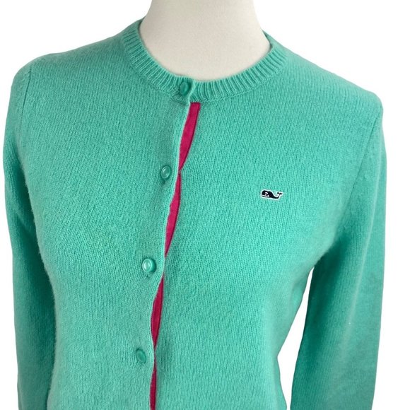 Vineyard Vines Womens Cardigan Sweater Size Small Lambswool Soft Warm Teal Mint - Picture 4 of 12